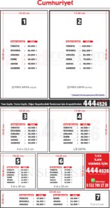 Cumhuriyet Gazetesi İlan Tarifesi 2026